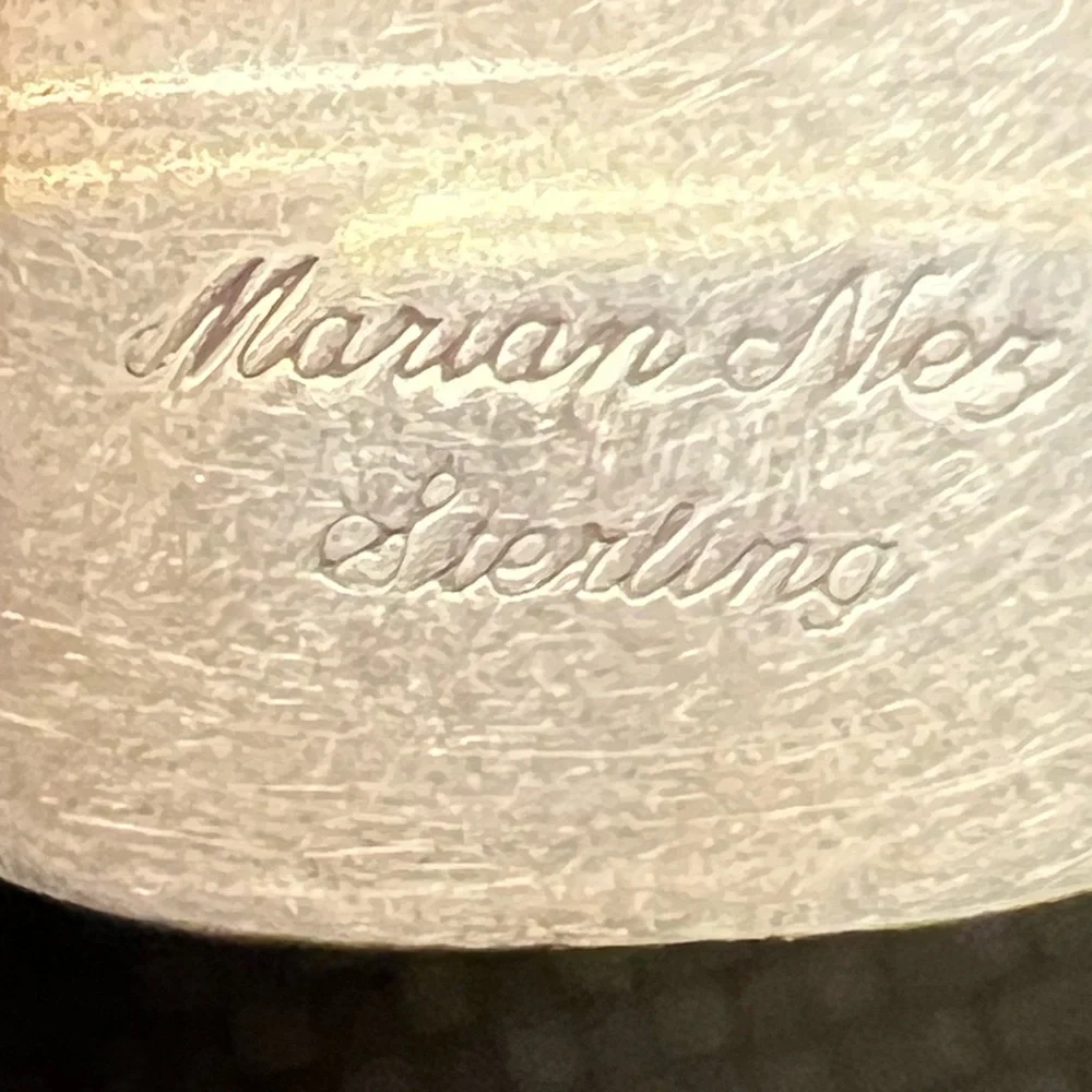 Navajo Marian Nez Sterling Chrysoprase Green Pendant - Picture 3 of 5